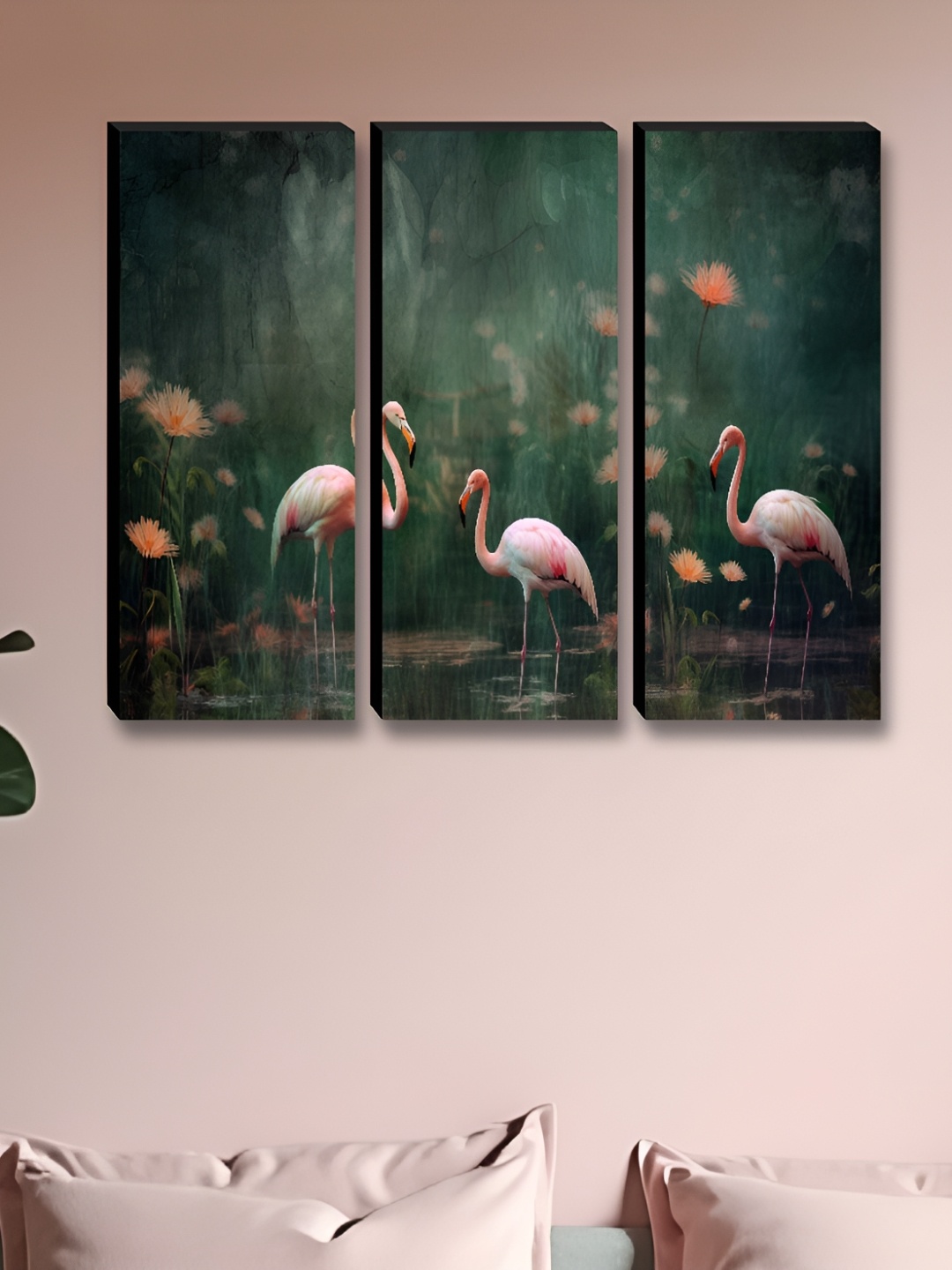 

Myntra Elegant Homes Green & Pink 3 Pieces Duck Printed Wooden Wall Paintings