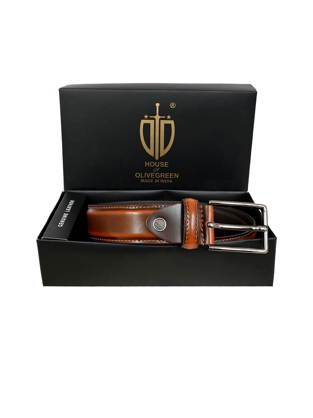 

HOUSE OF OLIVEGREEN Men Leather Formal Belt, Tan
