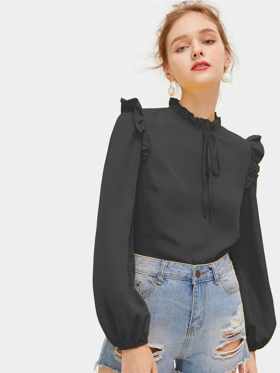 

Tishani Women Crepe Top, Black