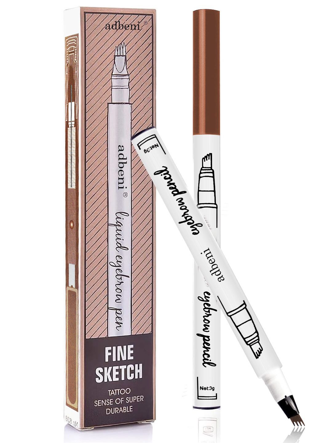 

Adbeni Set Of 2 4 Forked Smudge-Proof Eyebrow Pencil - 3 g Each - Dark Brown - Black