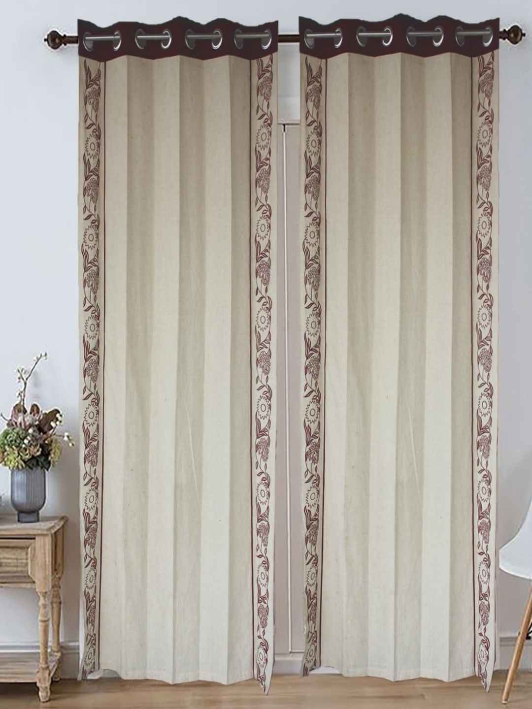 

Dekor World Multicoloured Set of 2 Embroidered Long Door Curtain, Multi