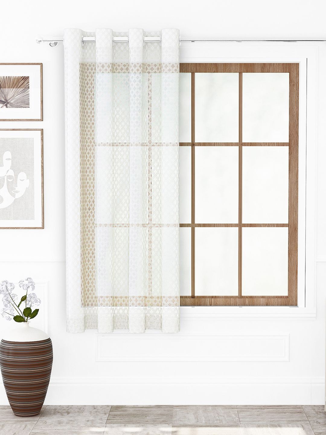 

Story@home Serene Off White Abstract Printed Sheer Window Curtain