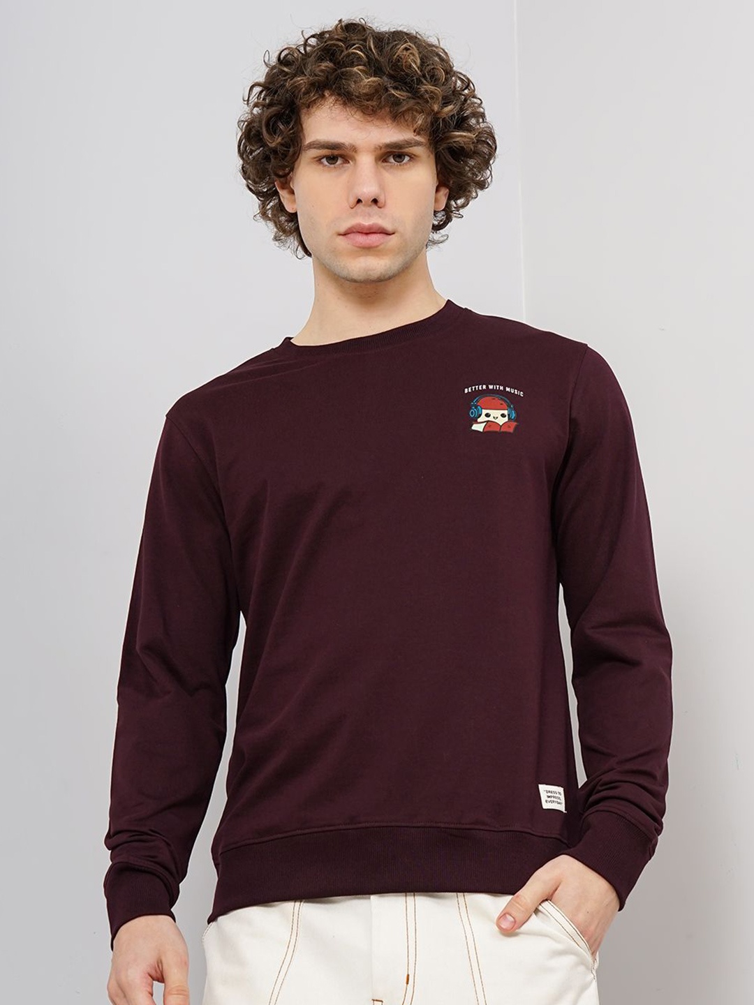 

Genoa Men Printed Pullover Sweatshirt, Brown