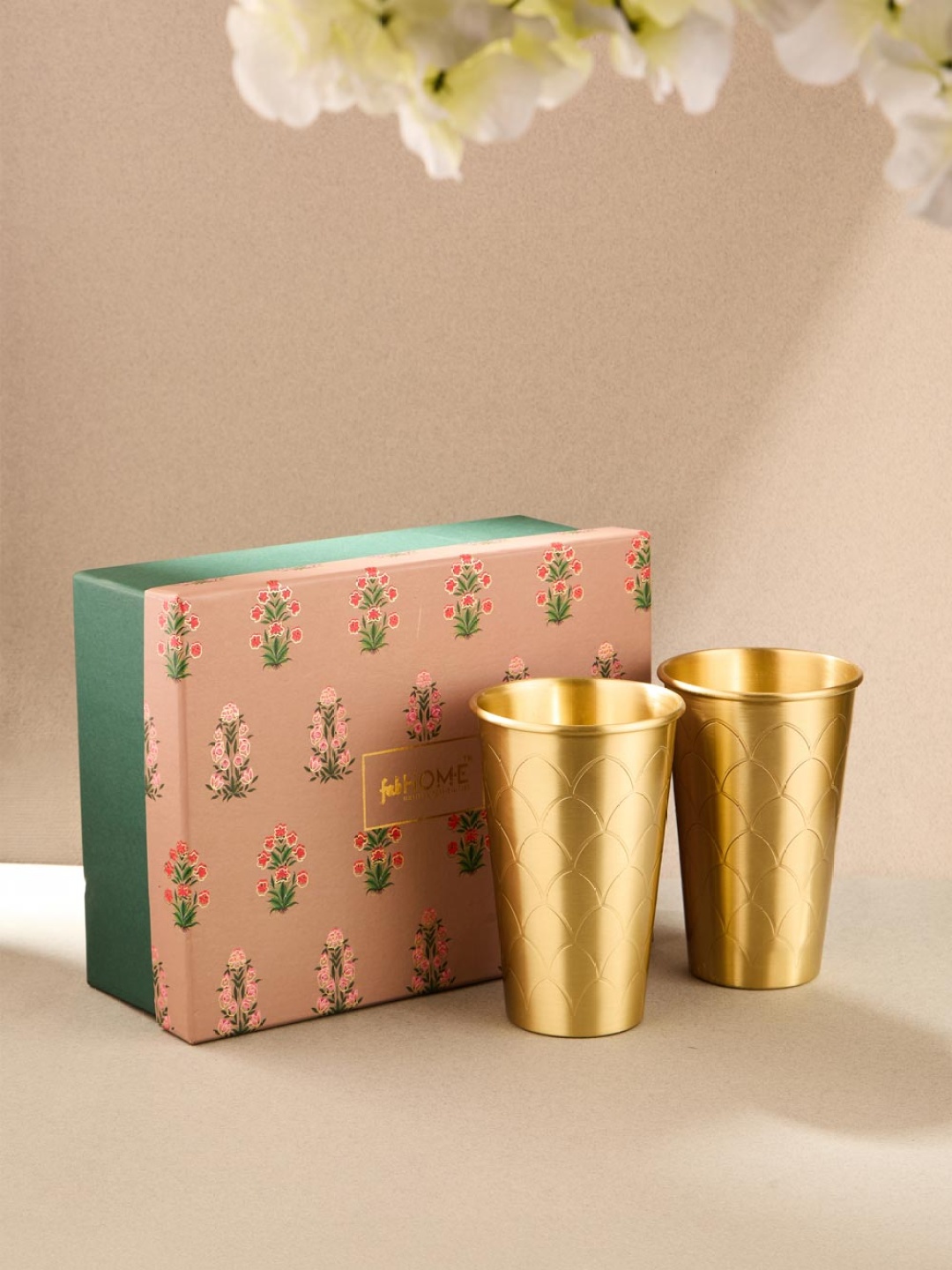 

Fabindia Set of 2 Brass Tumbler, Gold