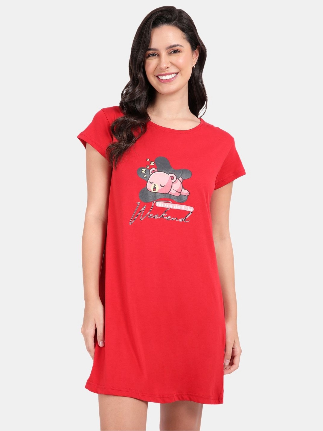 

SNAPPY B Women Graphic Printed Mini Length Dress, Red