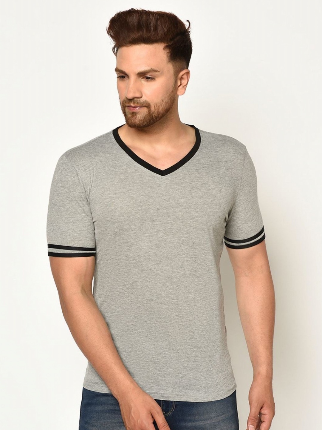 

Unicus Apparel Men Solid Round Neck Cotton T-shirt, Grey
