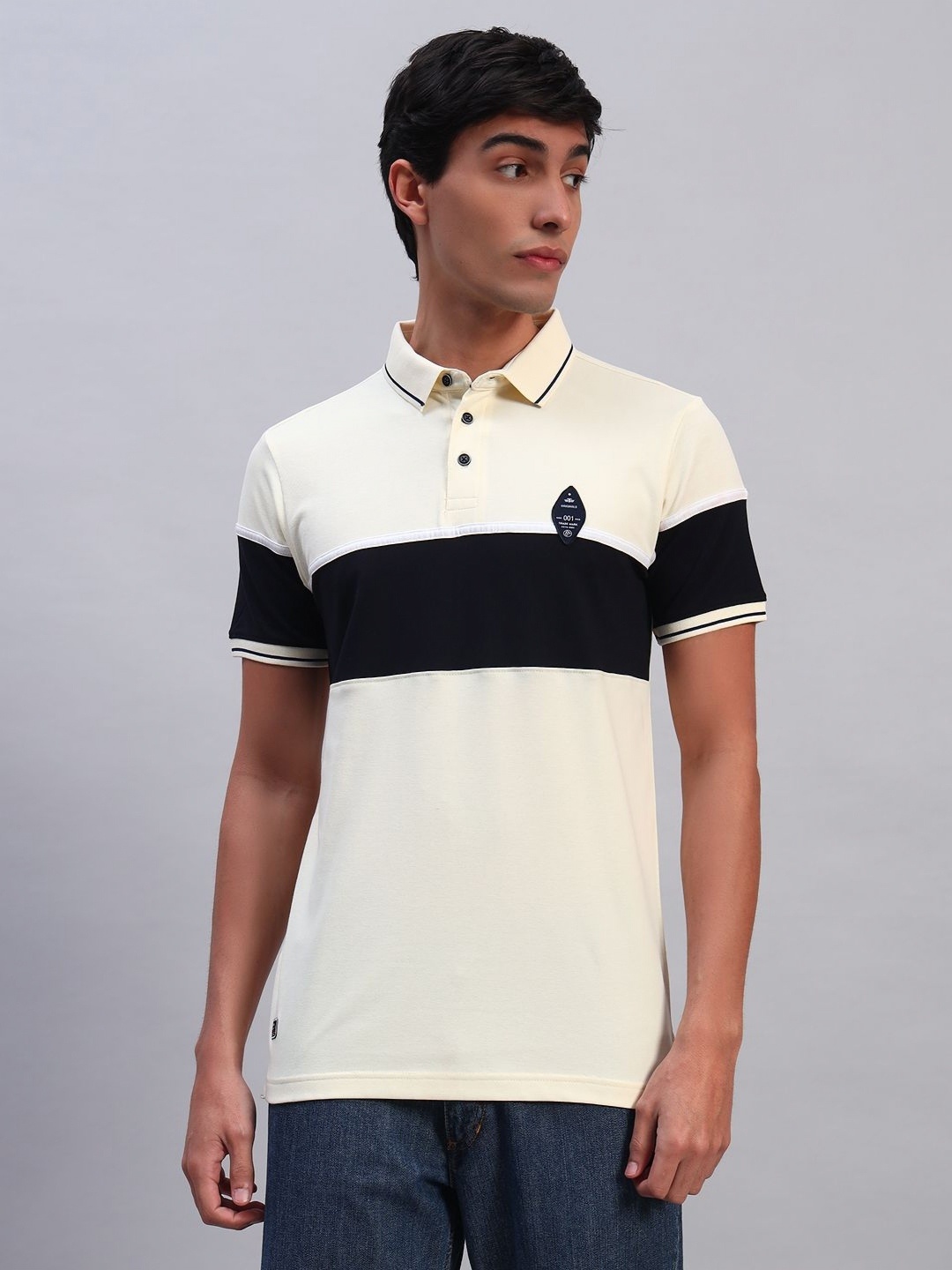 

TMO Cotton Colourblocked Polo Collar T-shirt, Yellow