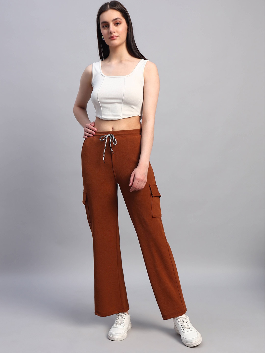 

DIZON Women Original Straight Fit Cargos, Brown