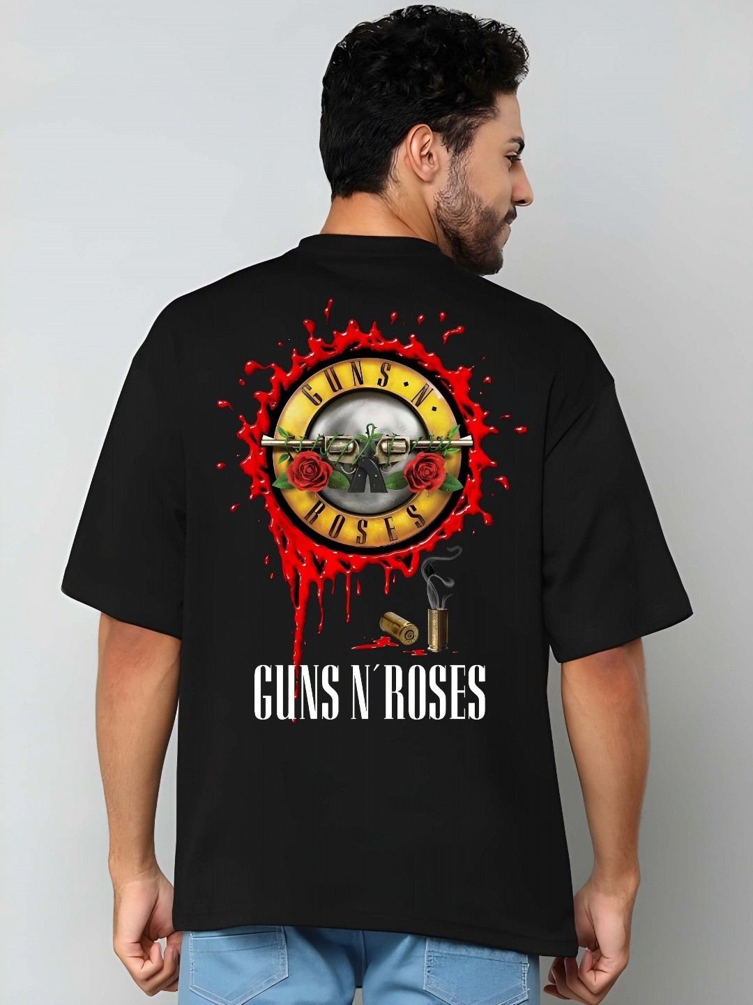 

THE BEETEL HOUSE Men Graphic Printed Round Neck Cotton Relaxed Fit T-shirt, Black