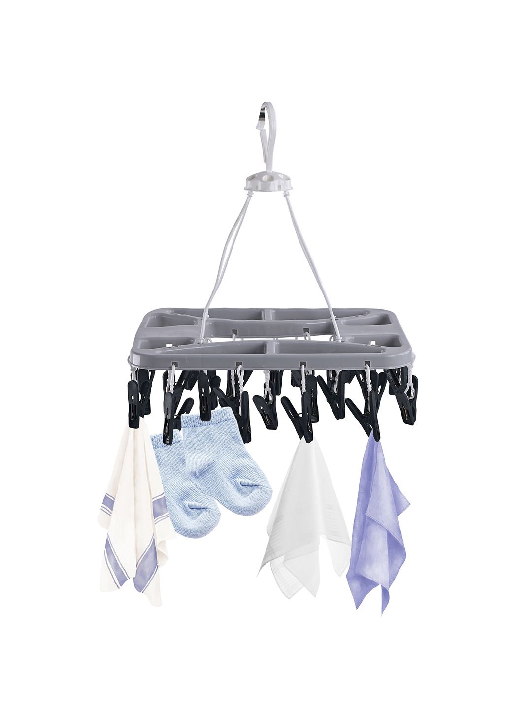 

Kuber Industries Grey & Black 360 Rotating Cloth Drying Hanger With 28 Clips