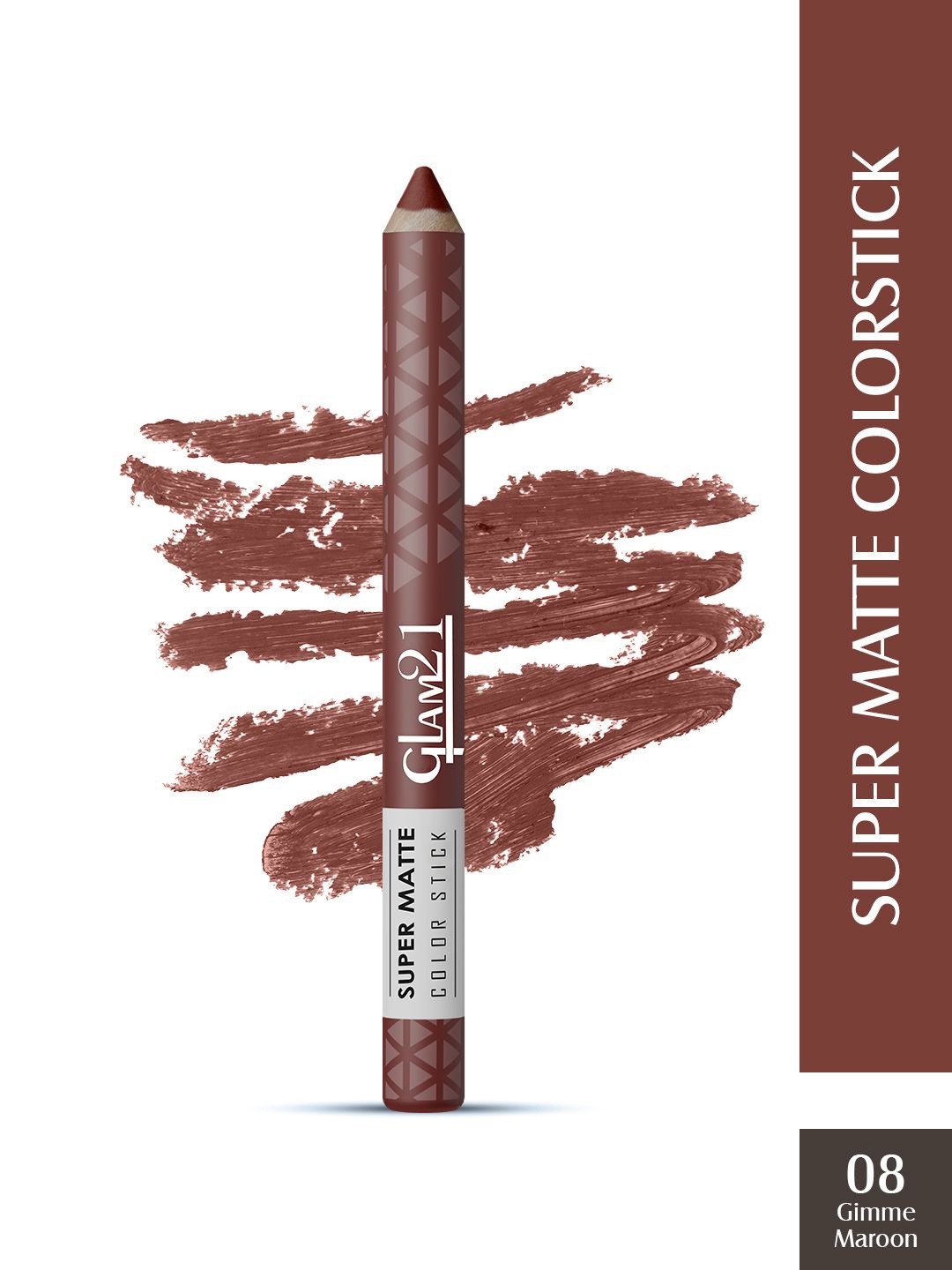 

GLAM21 Super Matte Colorstick Lipstick 2.9g - Gimme Maroon 08, Brown