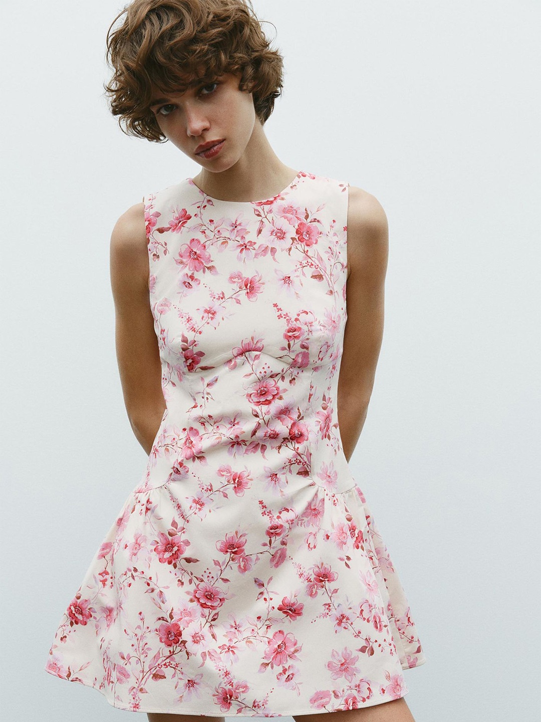 

LULU & SKY Women Floral Printed Empire Dress, Pink