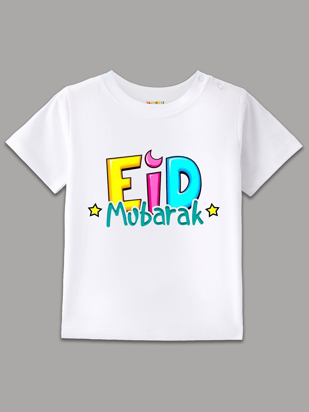

BLUSHES Kids Typography Printed Round Neck Cotton T-shirt, White