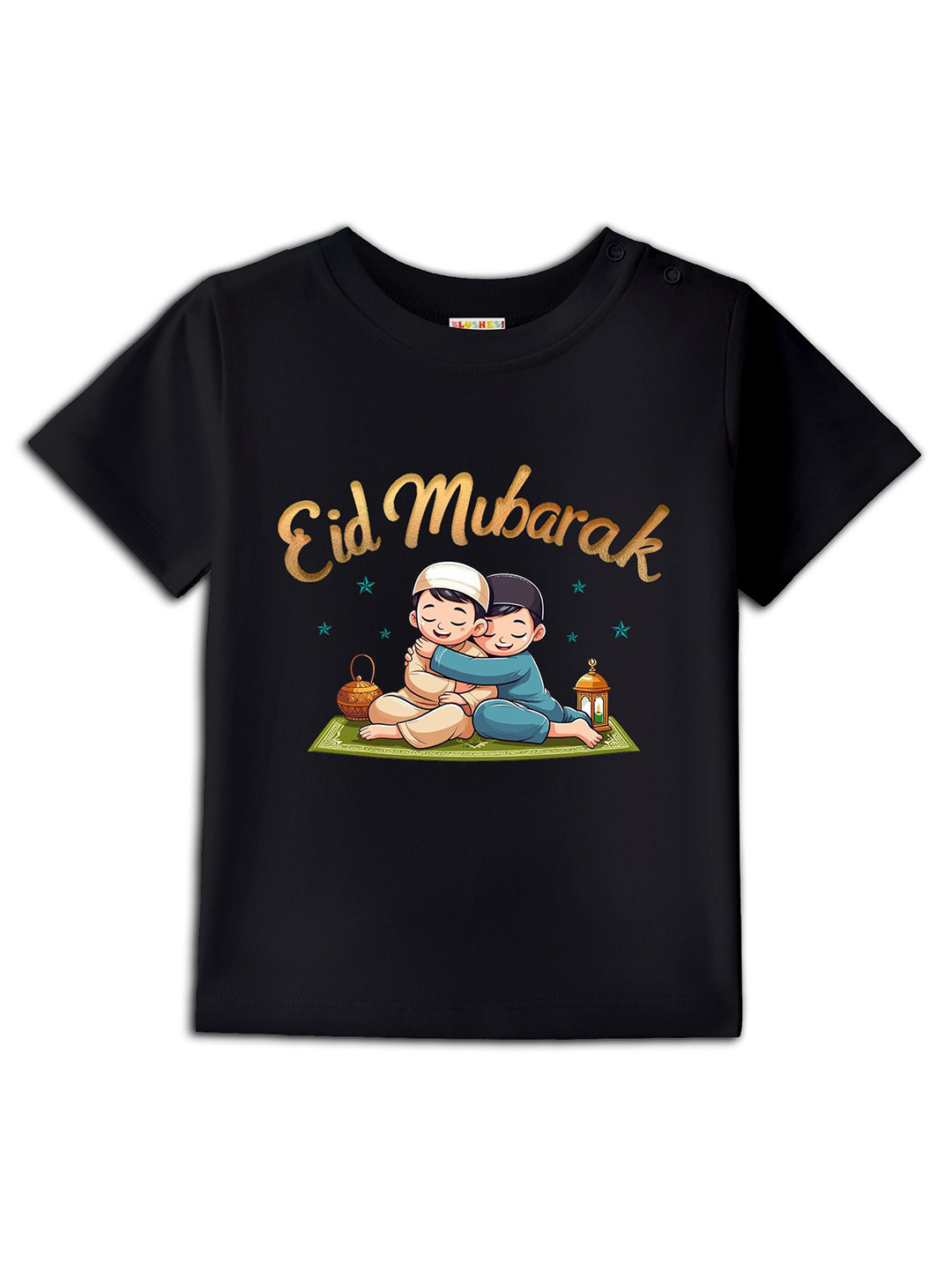 

BLUSHES Kids Graphic Printed Round Neck Cotton T-shirt, Black