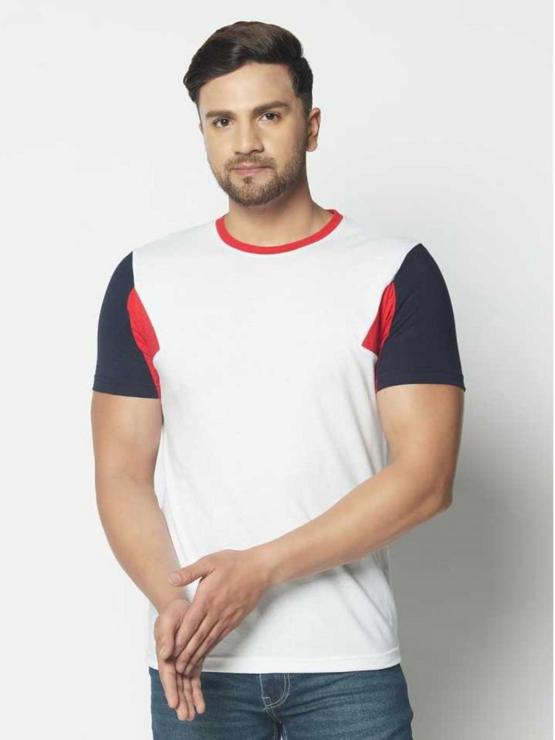 

Unicus Apparel Colourblocked Round Neck Cotton T-shirt, White