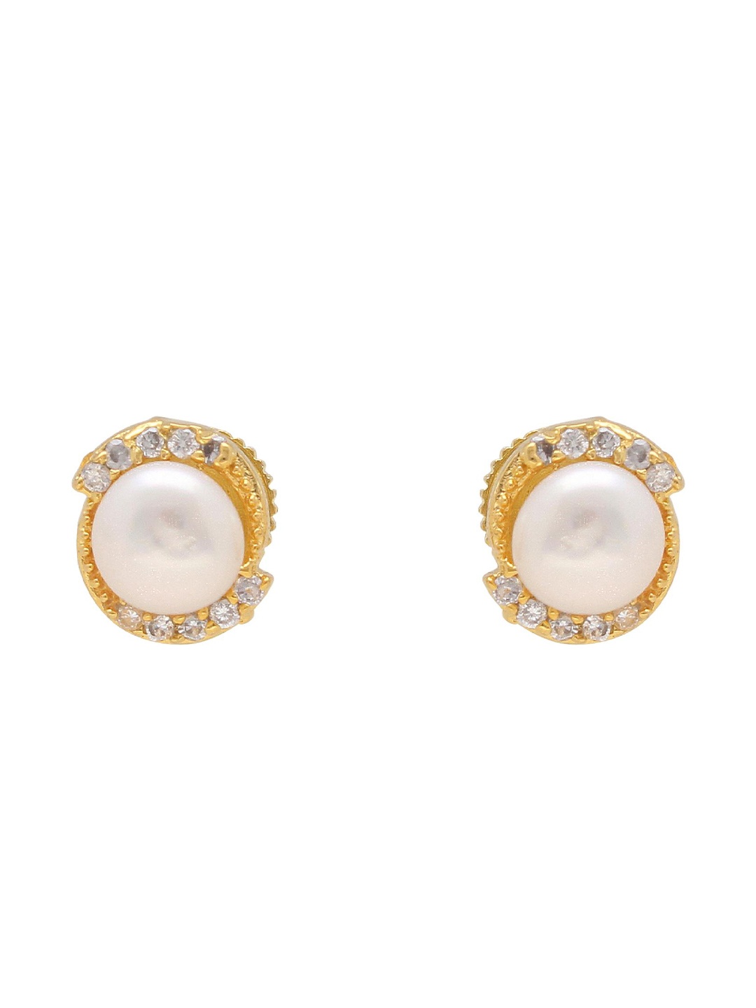 

Sri Jagdamba Pearls Dealer Gold-Plated Contemporary Studs, White