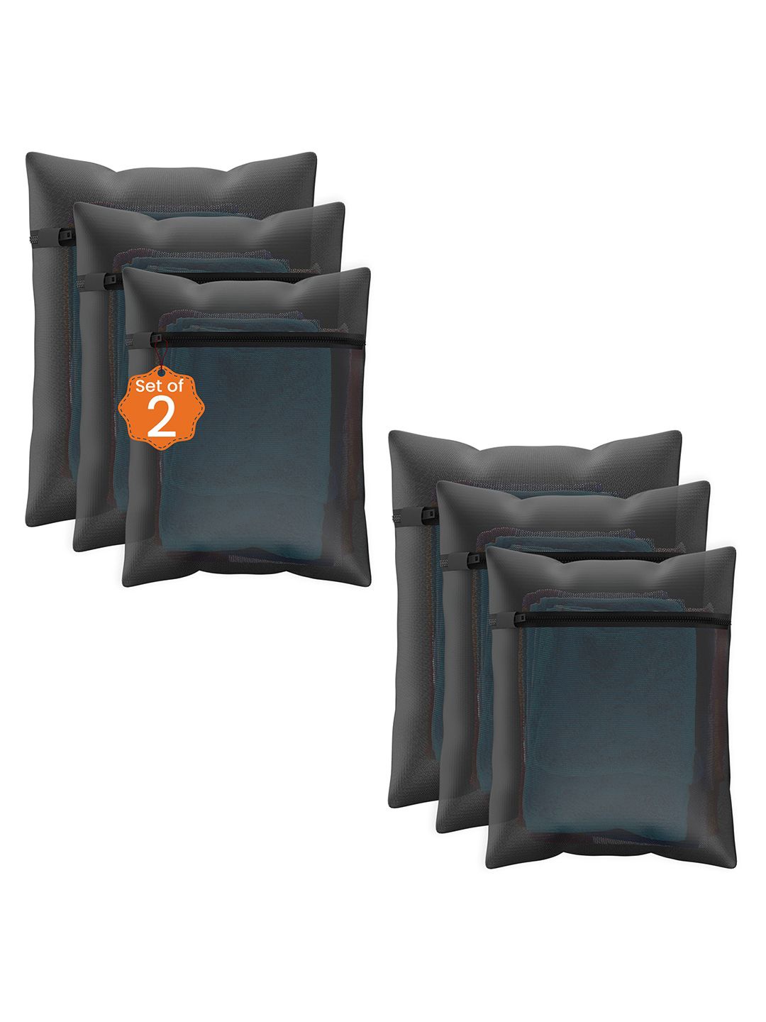 

Kuber Industries Black 6 Pieces Reusable Rectangular Durable Laundry Bags With Zipper