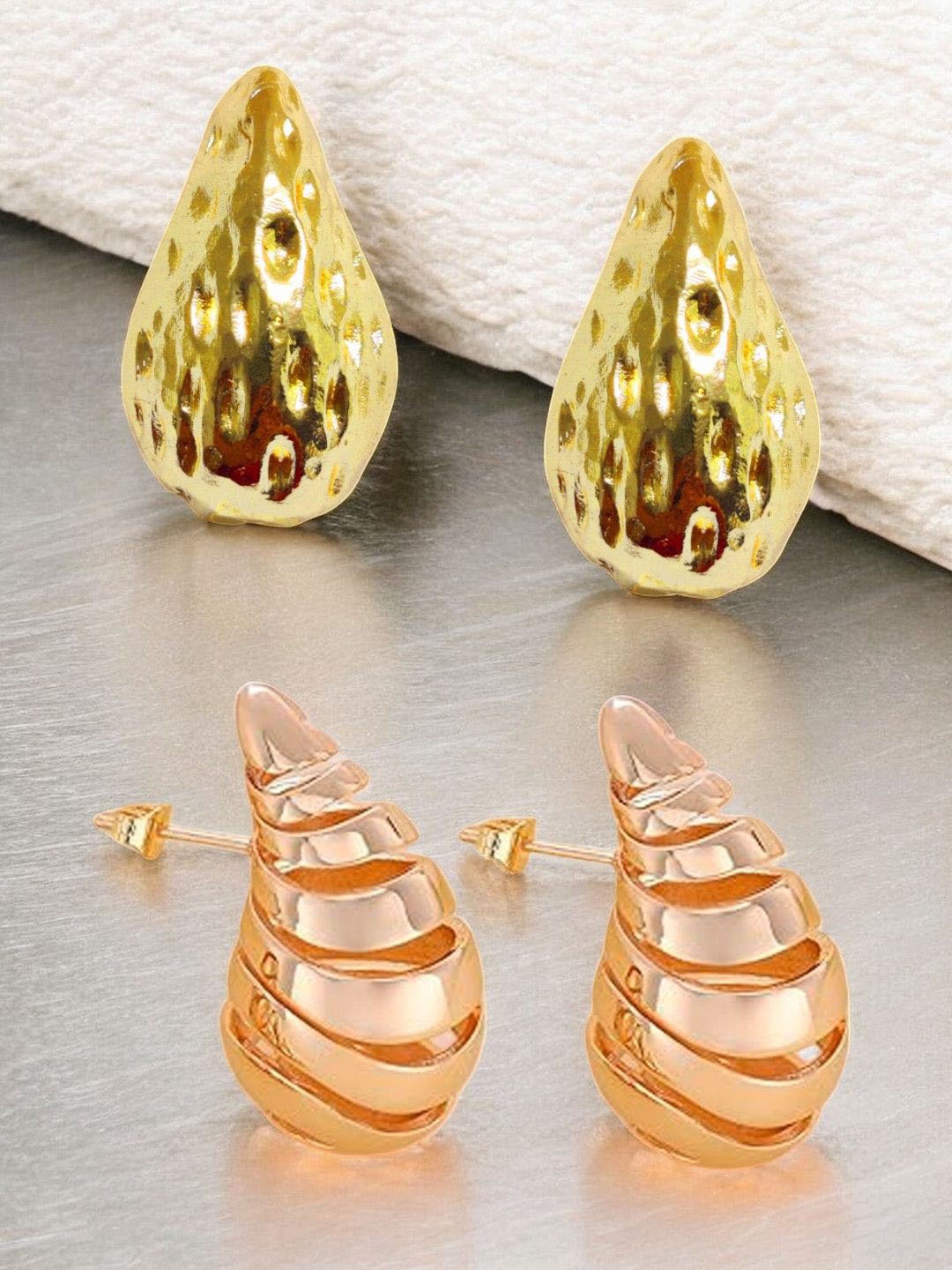 

fabula Set Of 2 Teardrop Shaped Studs, Gold