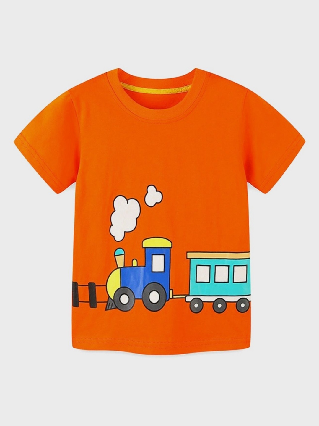 

LULU & SKY Boys Graphic Printed Round Neck Cotton T-shirt, Orange