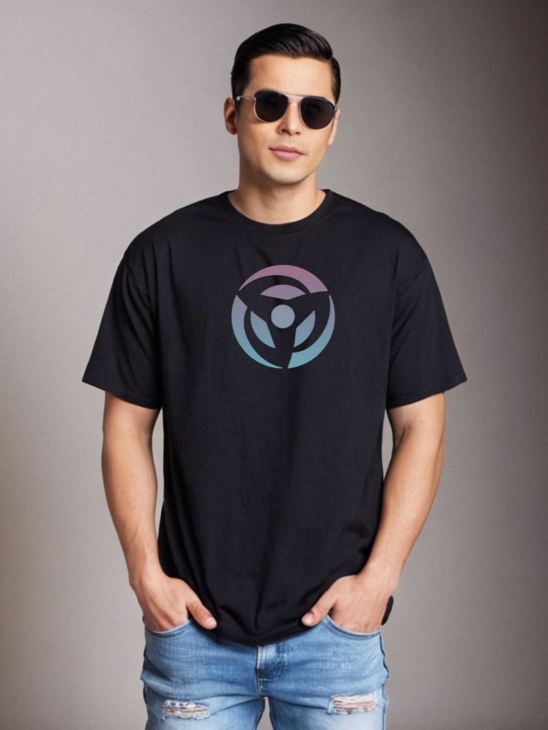 

Be Crazy Graphic Printed Cotton Oversized Baggy Fit T-shirt, Black
