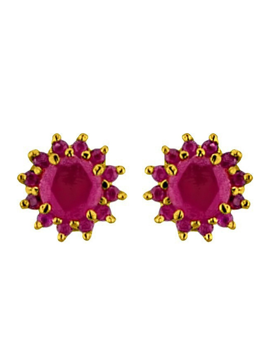 

Sri Jagdamba Pearls Dealer Contemporary Gold-Plated Garnet Antique Studs, Maroon