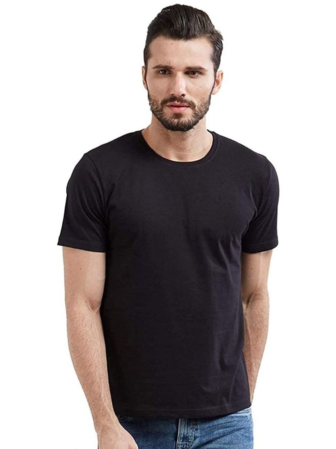 

Unicus Apparel Men Solid Round Neck Cotton T-shirt, Black