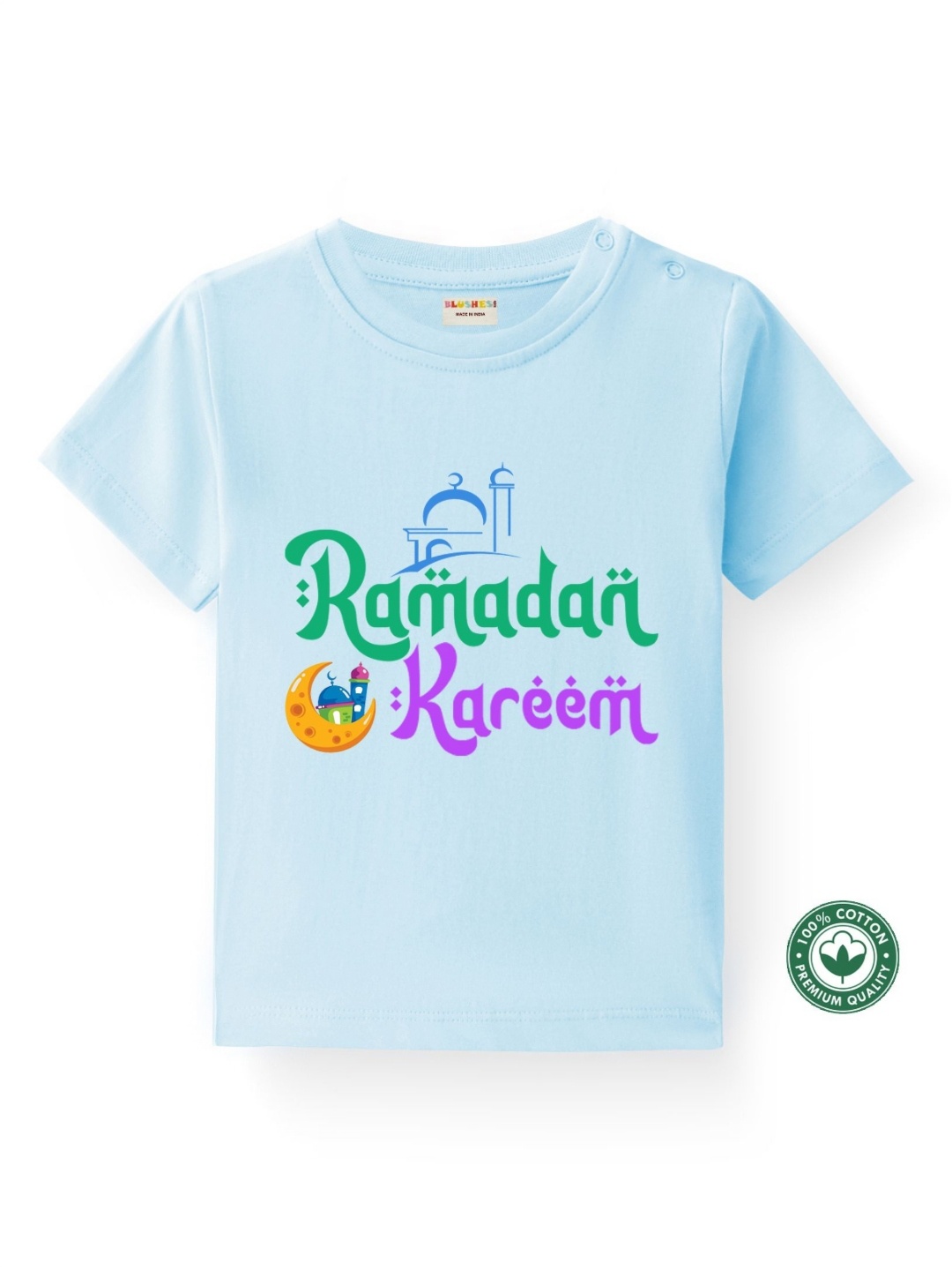 

BLUSHES Kids Graphic Printed Round Neck Cotton T-shirt, Blue