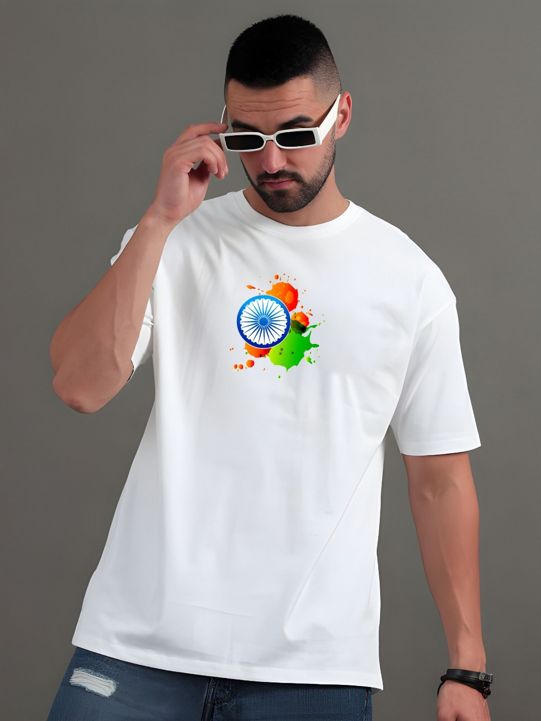 

THE BEETEL HOUSE Men Drop-Shoulder Sleeves T-shirt, White