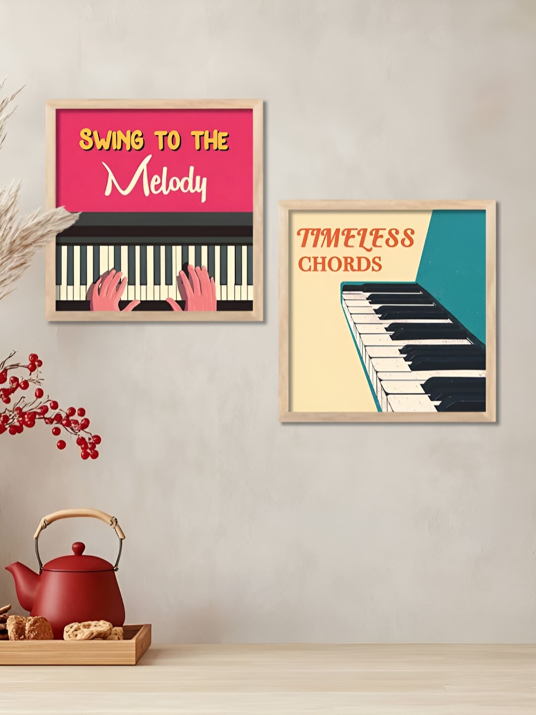 

Kotart Brown & Pink 2 Pieces Wooden Music Theme Wall Art