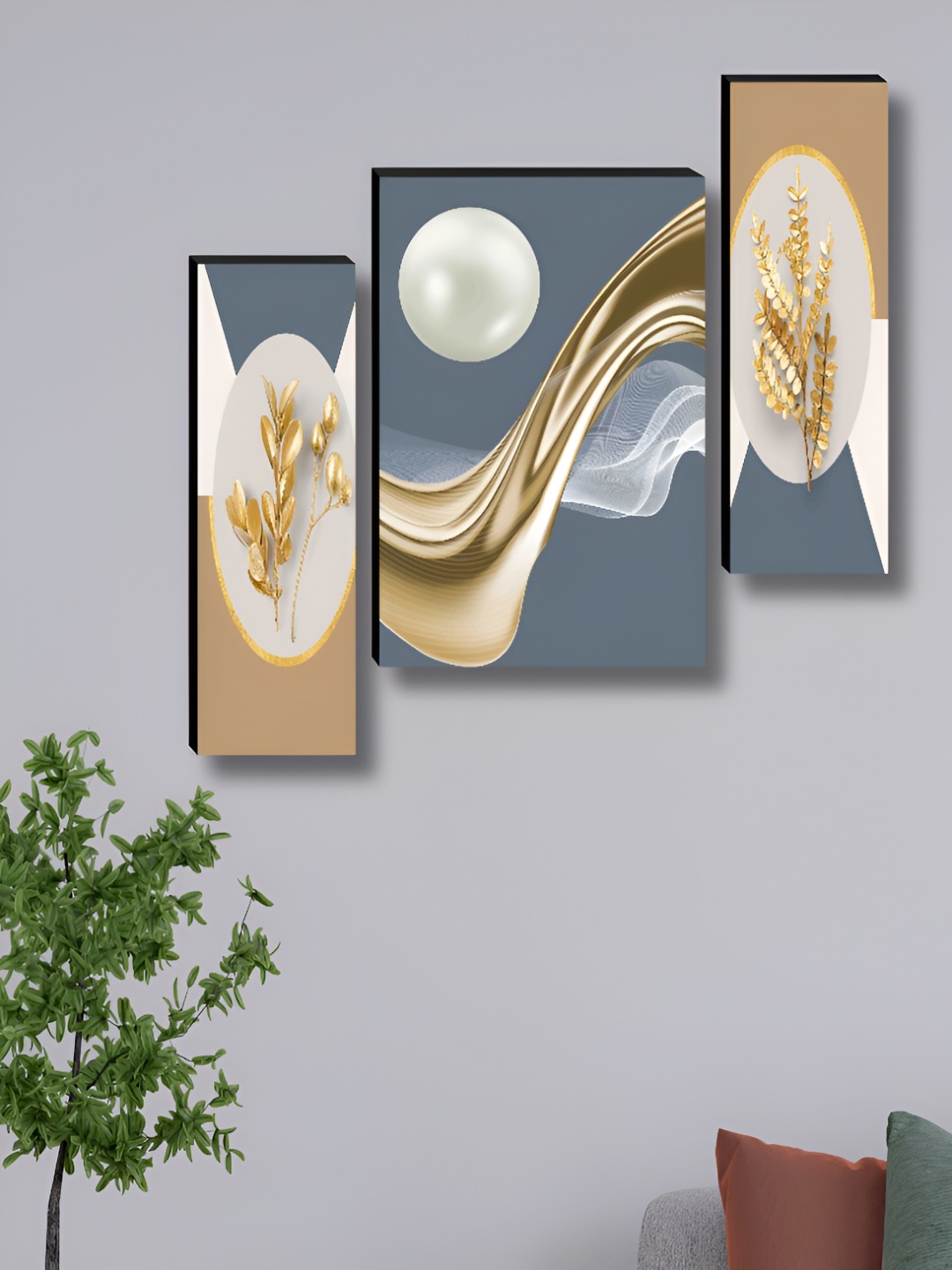 

Myntra Elegant Homes Blue & White 3 Pieces Wall Art
