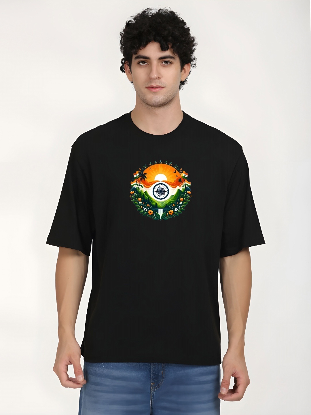 

THE BEETEL HOUSE Men Drop-Shoulder Sleeves T-shirt, Black