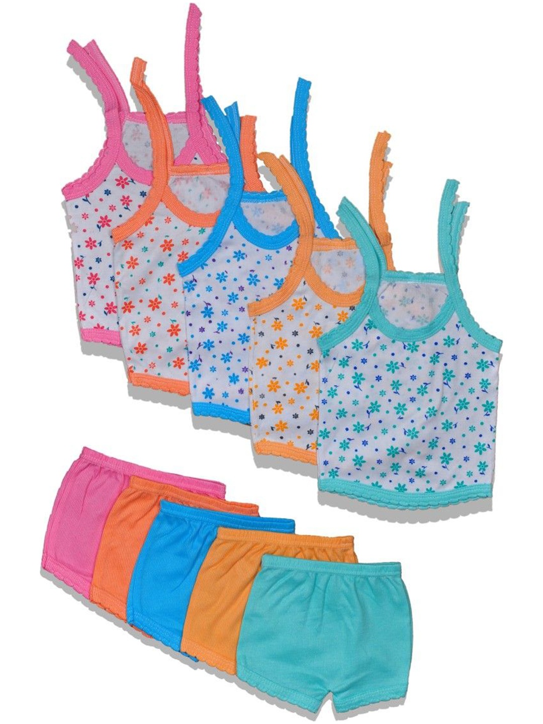 

HUXX Kids Pack Of 5 Printed Pure Cotton Top with Shorts, Blue