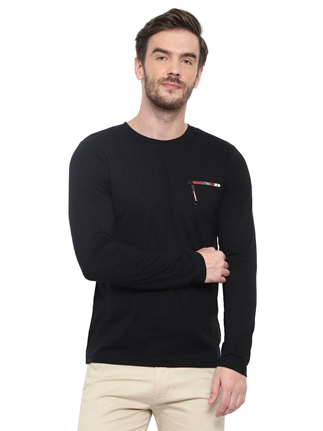 

Unicus Apparel Men Solid Round Neck Cotton T-shirt, Black