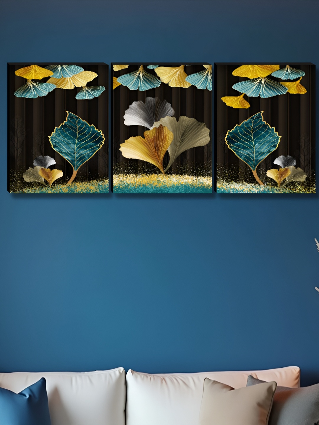 

Myntra Elegant Homes Brown & Gold-Toned 3 Pieces Floral And Botanical Wall Art