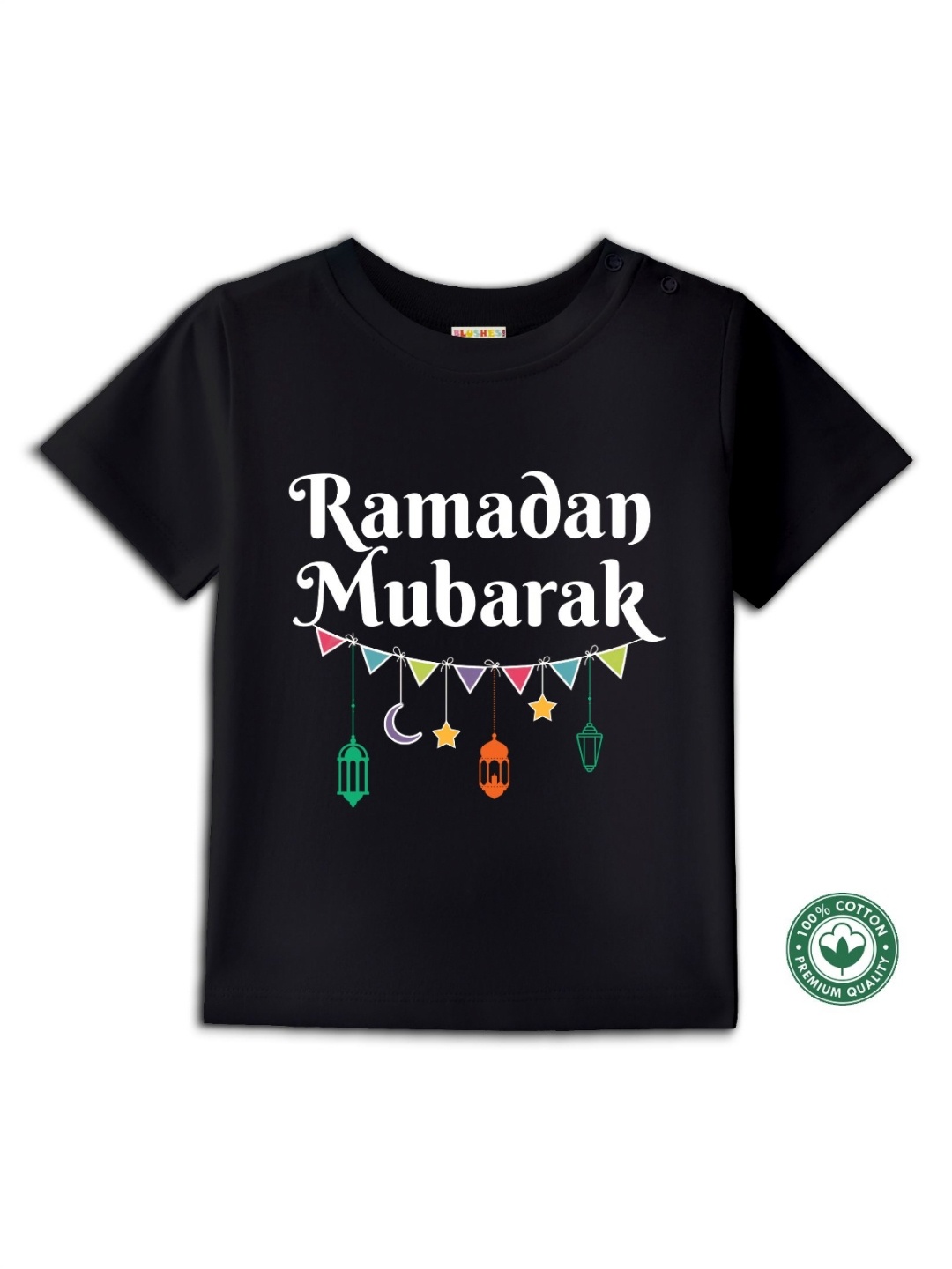 

BLUSHES Kids Graphic Printed Round Neck Cotton T-shirt, Black
