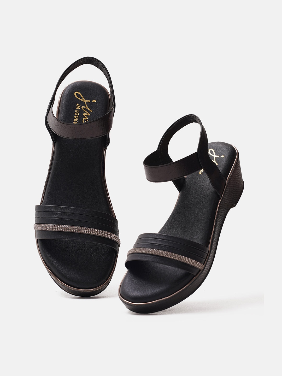 

JM Looks Women fashion Comfortable Sole heel Sandals For Girls, Black