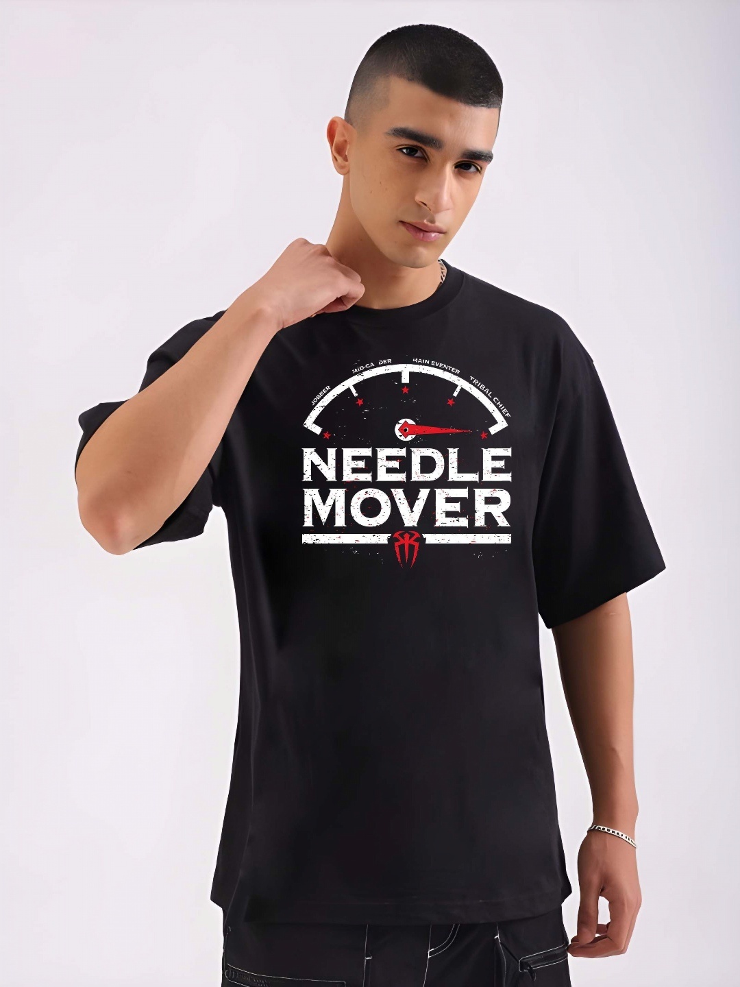 

THE BEETEL HOUSE Men Graphic Printed Round Neck Cotton Relaxed Fit T-shirt, Black