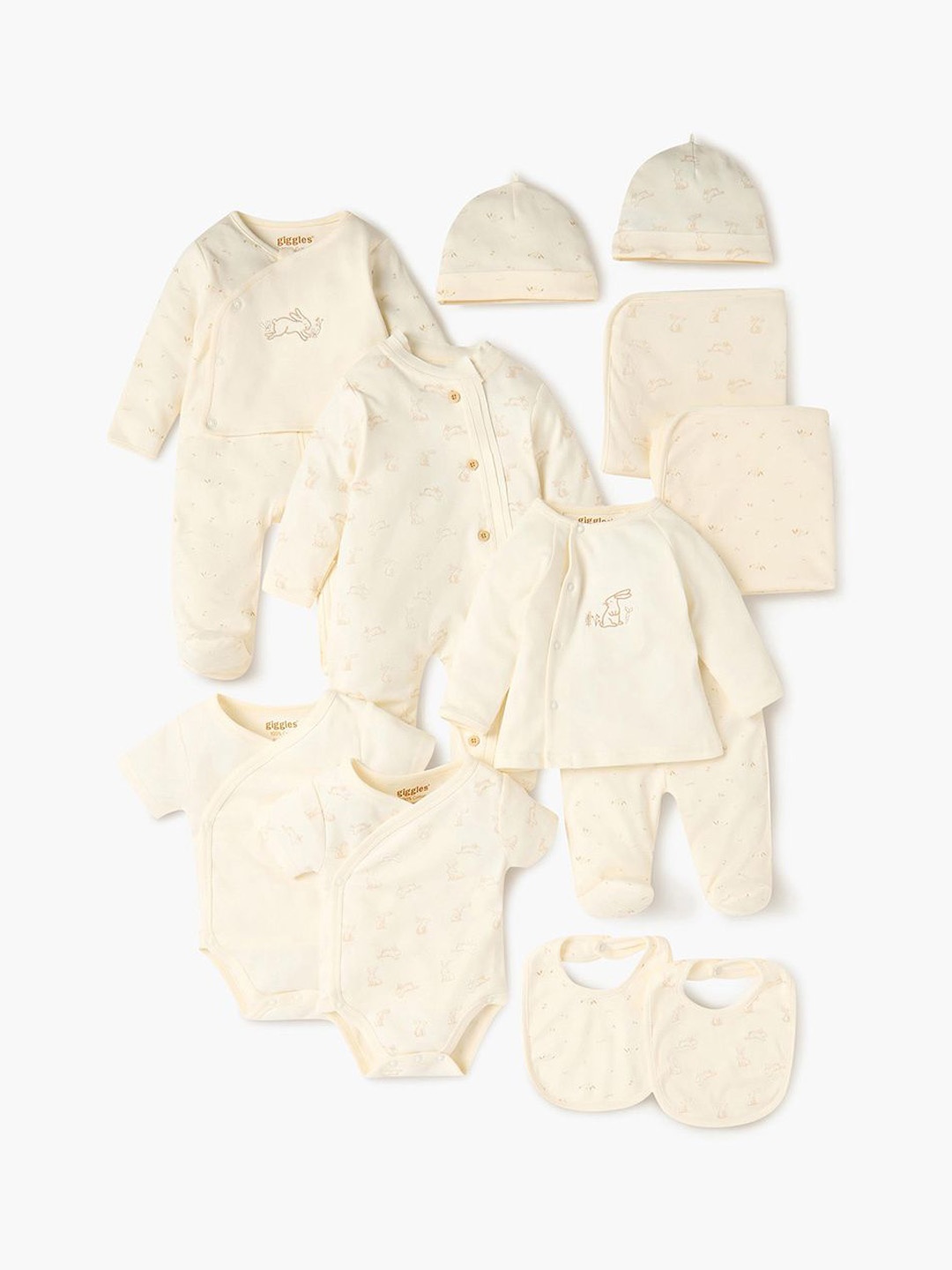 

Giggles by Babyshop Girls Cotton Printed Sleepsuit, Cream
