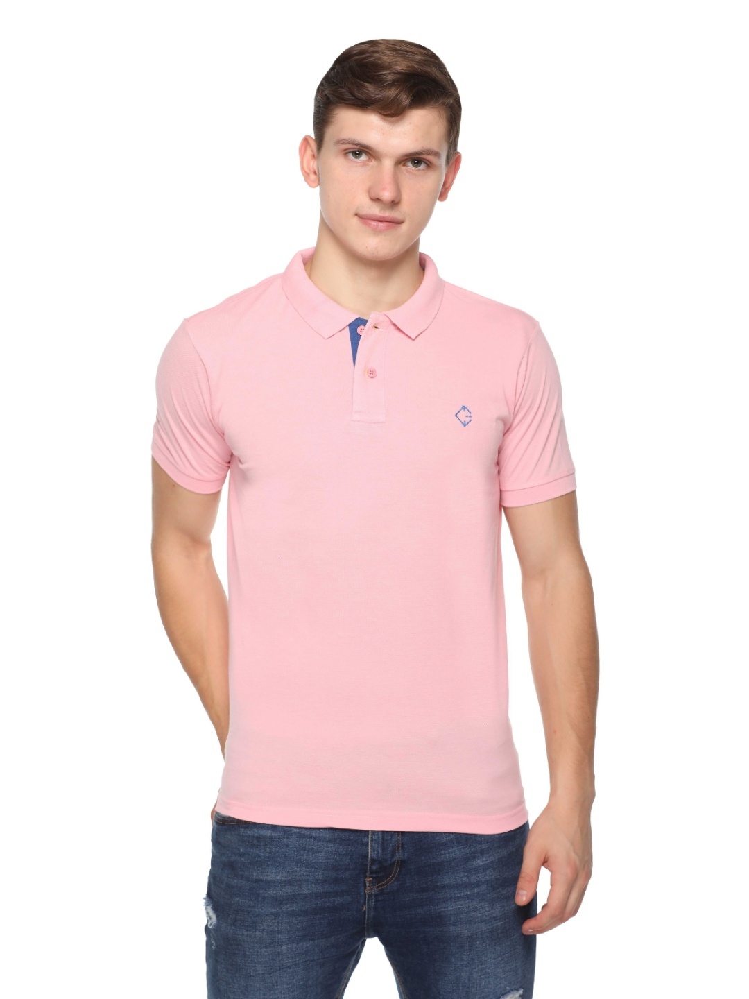

Colors and Blends Polo Collar Cotton T-shirt, Pink