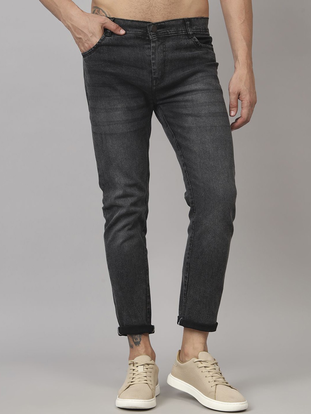 

COMFITS Men Classic Crinkle Tapered Fit Light Fade Jeans, Grey