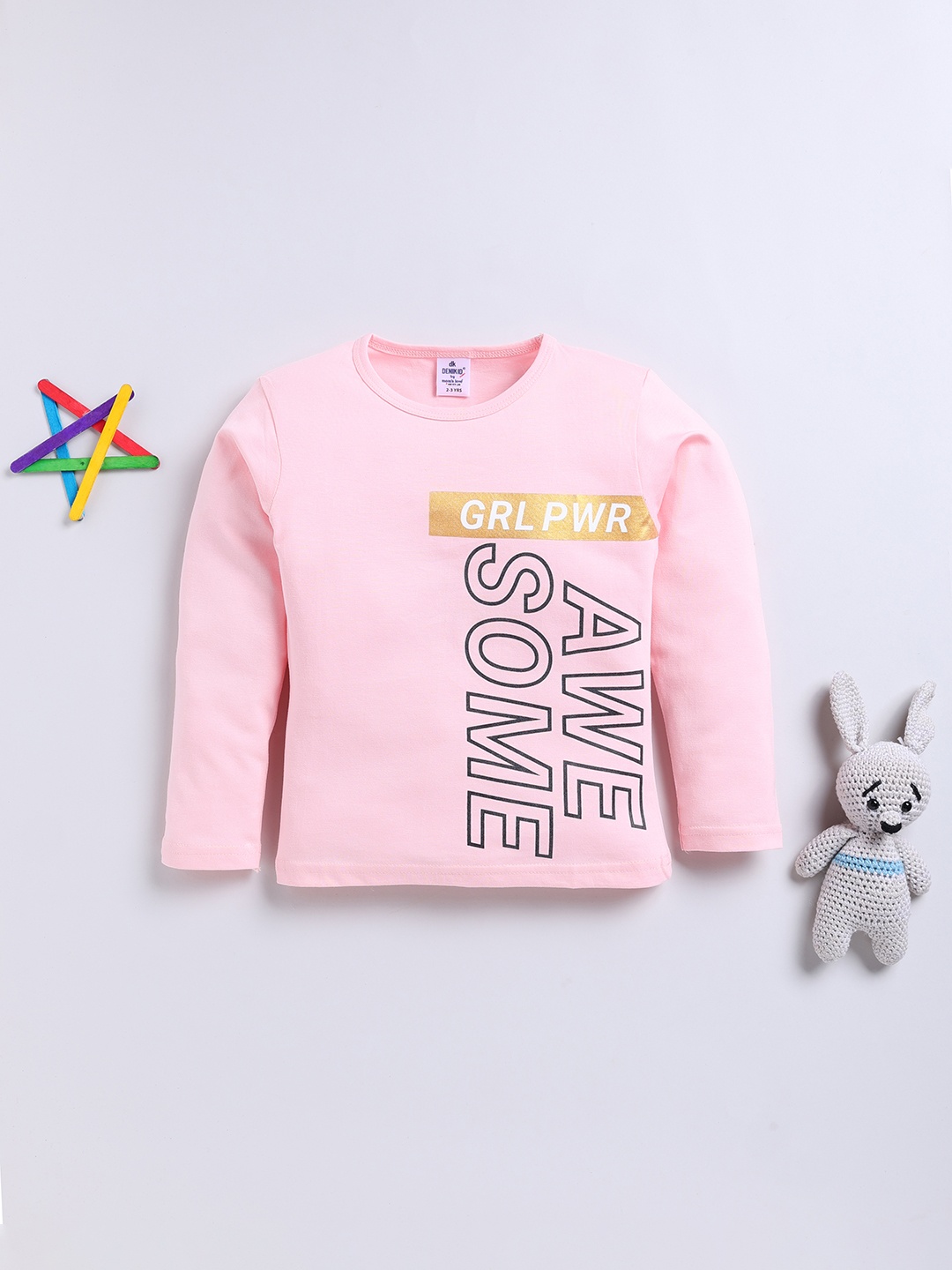 

Here&Now X Denikid Girls Typography Printed T-shirt, Pink