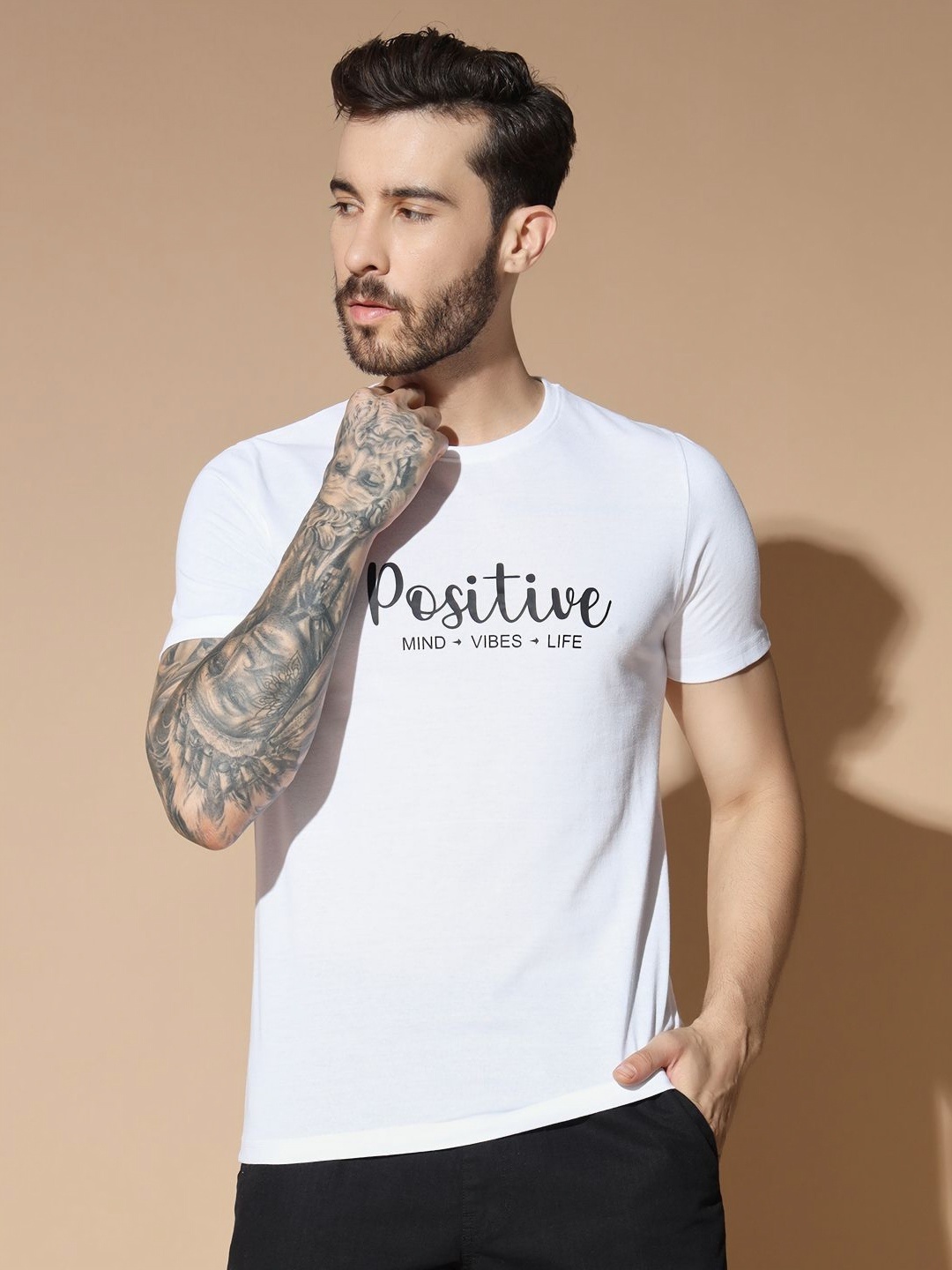 

Unicus Apparel Men Typography Printed Applique T-shirt, White