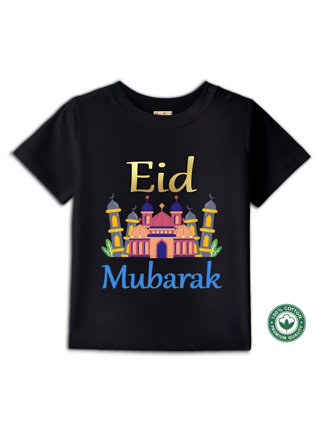 

BLUSHES Kids Graphic Printed Round Neck Cotton T-shirt, Black