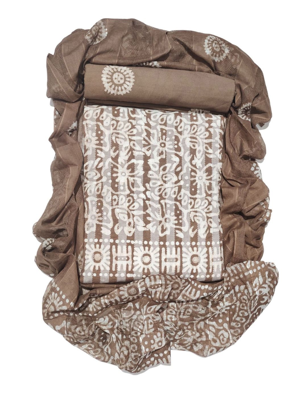 

Farooq Dyeing Printed Pure Cotton Unstitched Dress Material, Brown