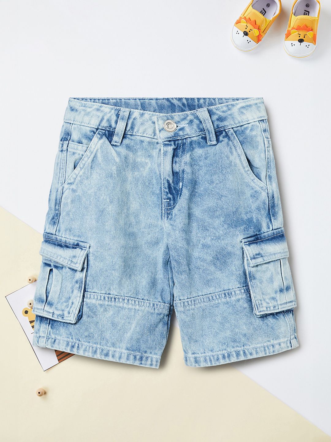 

max Boys Washed Denim Shorts Technology, Blue
