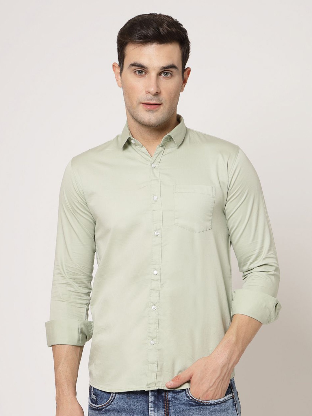 

Metronaut Classic Regular Fit Cotton Casual Shirt, Green