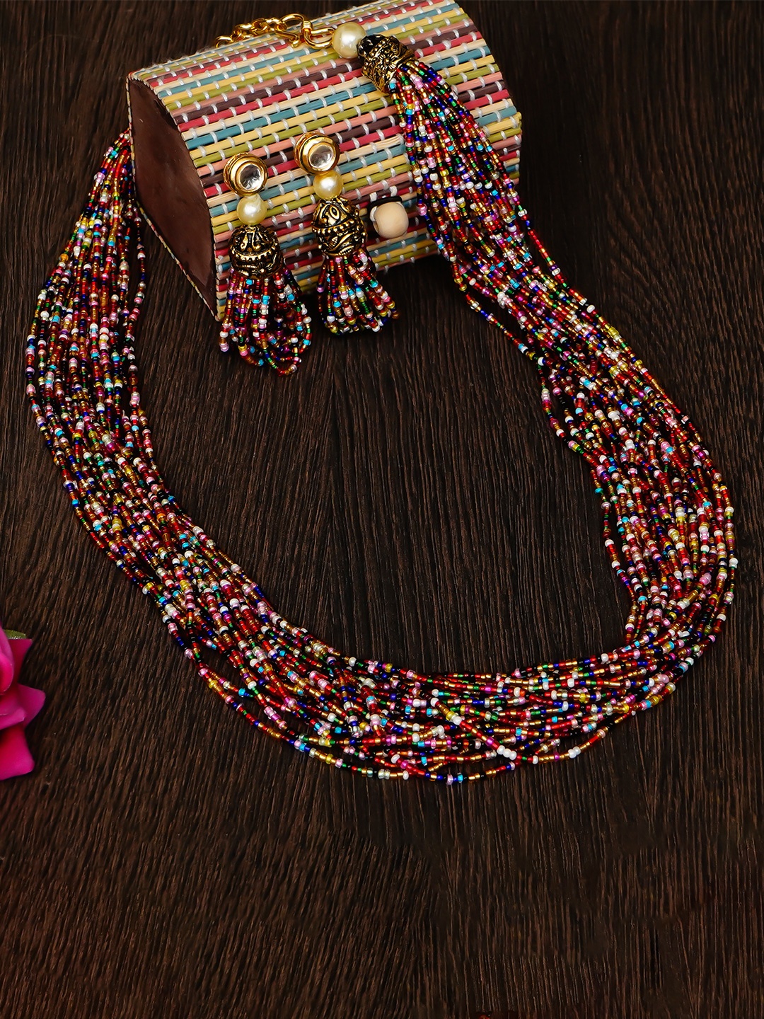 

ahoora Gold-Plated Beaded Necklace and Earrings