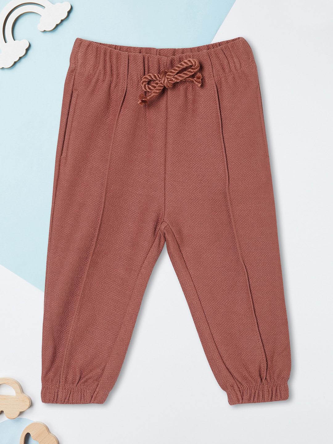 

max Boys Regular Fit Mid-Rise Cotton Joggers, Brown