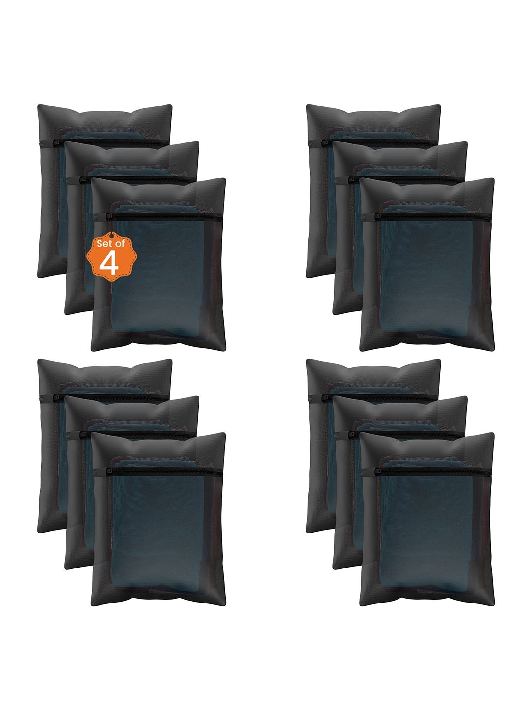 

Kuber Industries Black & Grey 12 Pieces Reusable Durable Laundry Bags With Zipper