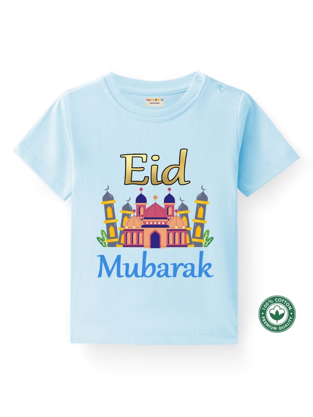 

BLUSHES Kids Graphic Printed Round Neck Cotton T-shirt, Blue